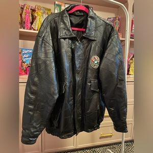 Genuine Leather Jacket with D-Day Patch, Patchwork Stitching Size 2XL